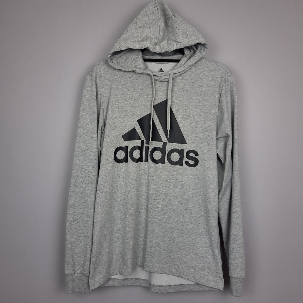 Adidas Men's Gray Logo Spellout Lightweight Hoodie size Small